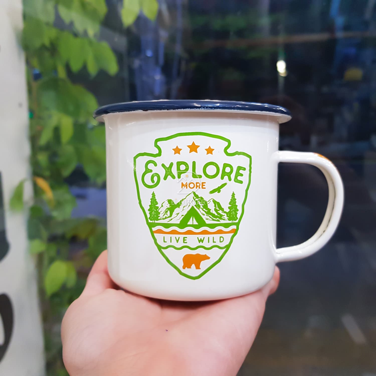 Cốc tráng men dã ngoại cắm trại vintage