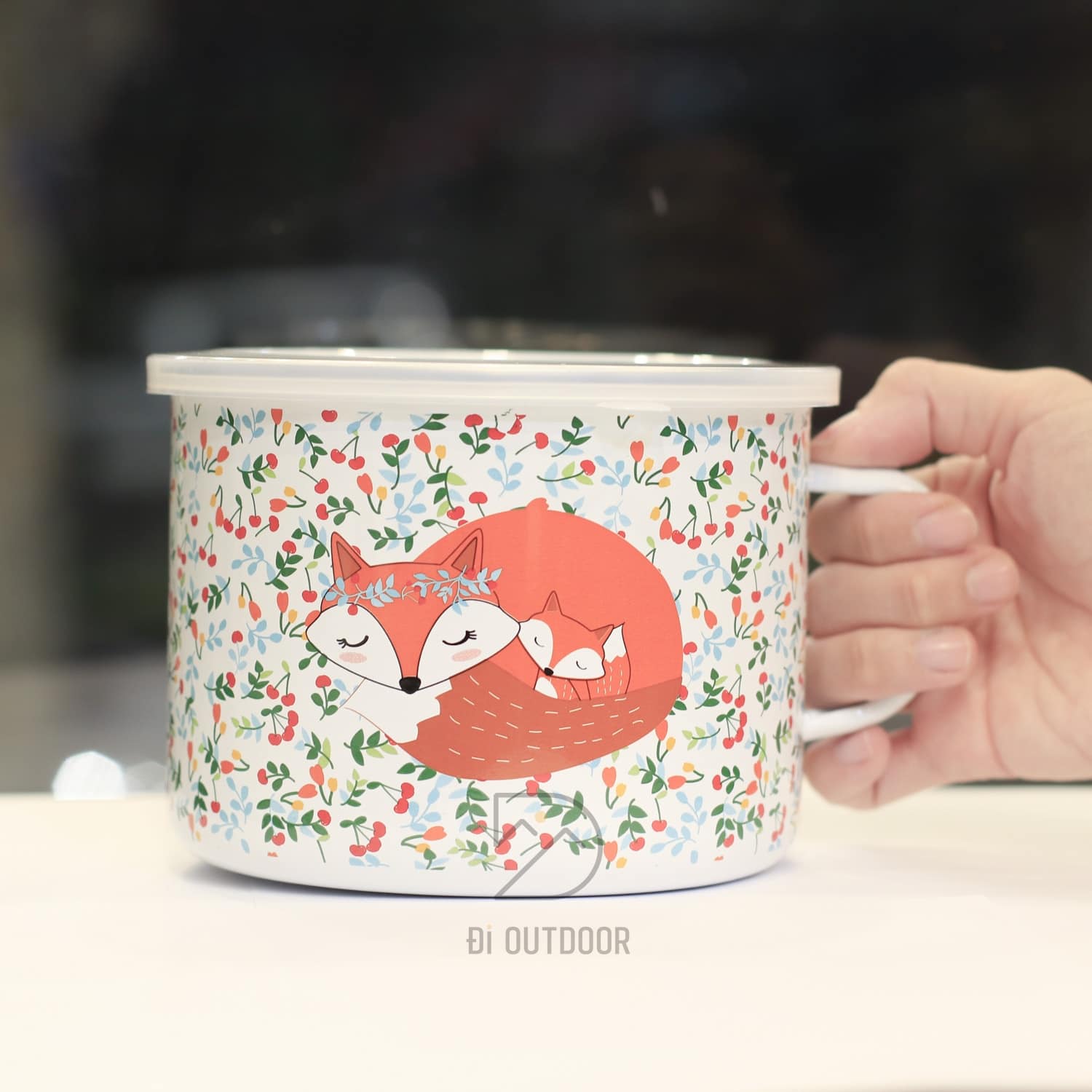 Cốc tráng men dã ngoại cắm trại vintage