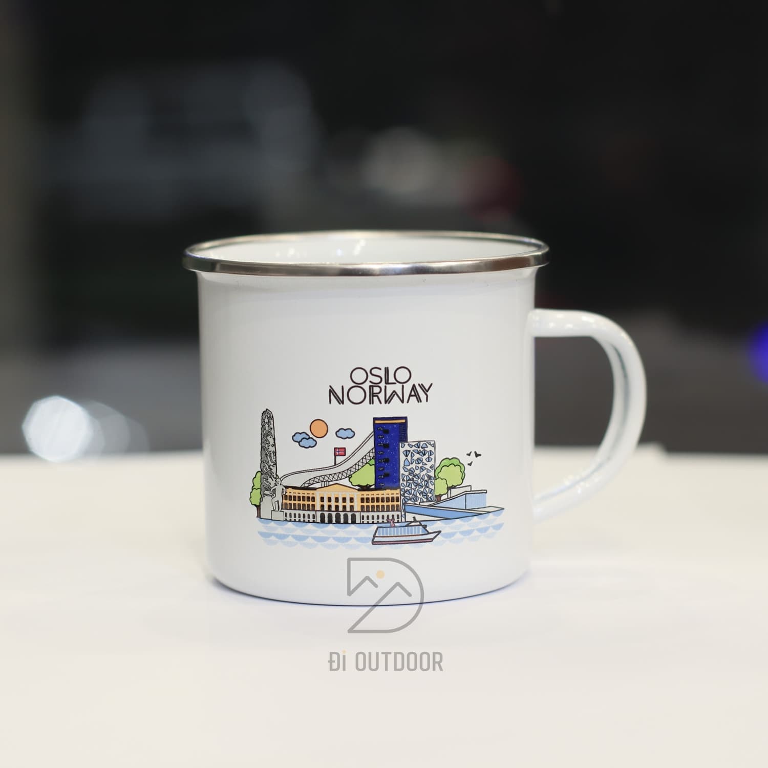 Cốc tráng men dã ngoại cắm trại vintage