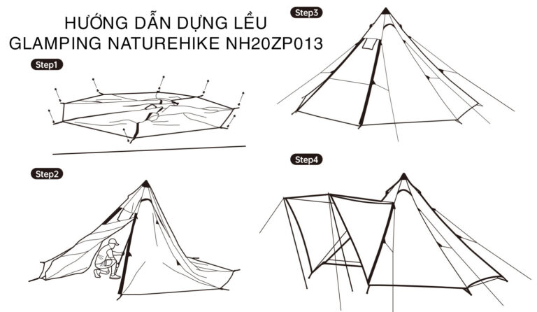 Hướng dẫn dựng lều glamping naturehike nh20zp013