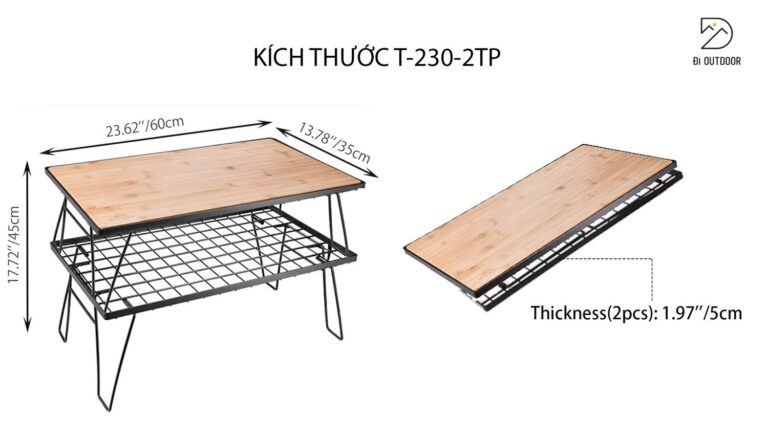 Kích thước campingmoon t-230-2tp