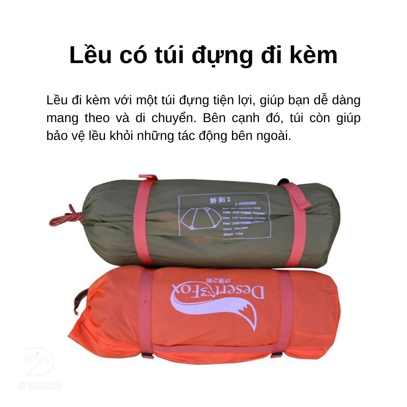 Lều cắm trại 2 người , 2 lớp chống mưa desert & fox Lều cắm trại 2 người , 2 lớp chống mưa desert & fox