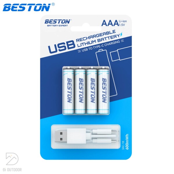 Pin sạc aaa beston 3ac-18 lithium 600mwh 1. 5v type-c