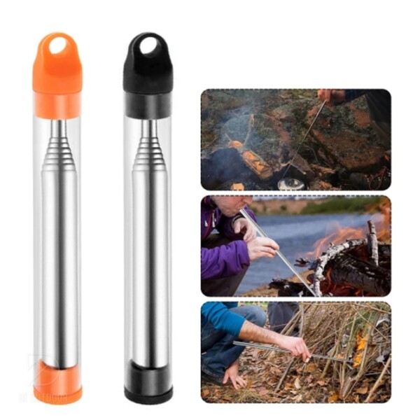 Ống thổi lửa xếp gọn bushcraft - stainless steel