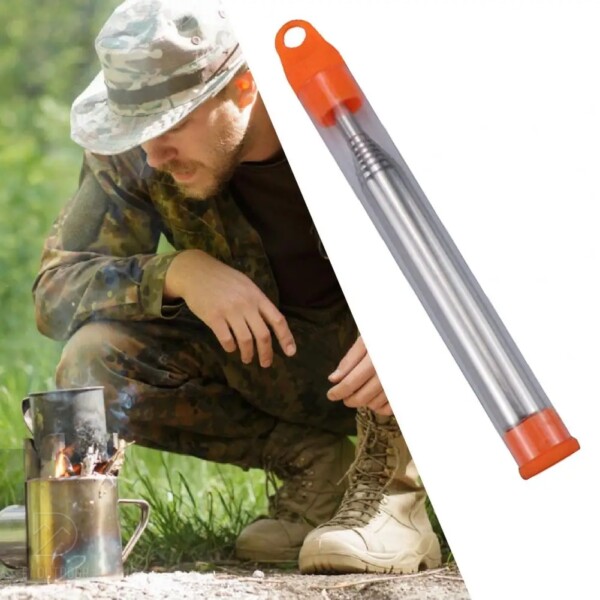 Ống thổi lửa xếp gọn bushcraft - stainless steel