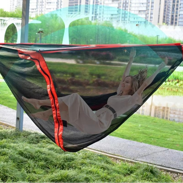 Màn võng chống muỗi có khóa kéo hai đầu, ra vào nhanh khi cắm trại ban đêm