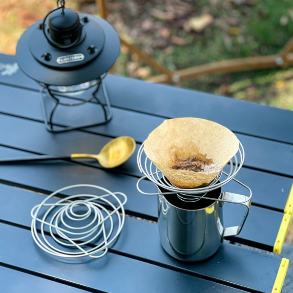 Collapsible coffee dripper thép không gỉ mạ niken, dễ mang theo khi cắm trại
