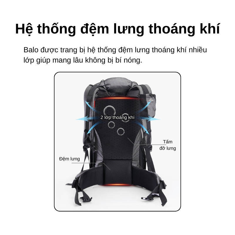 Balo hiking naturehike rock 40+5l nh20bb113 khung nhôm Balo hiking naturehike rock 40+5l nh20bb113 khung nhôm