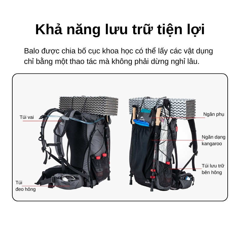Balo hiking naturehike rock 40+5l nh20bb113 khung nhôm Balo hiking naturehike rock 40+5l nh20bb113 khung nhôm