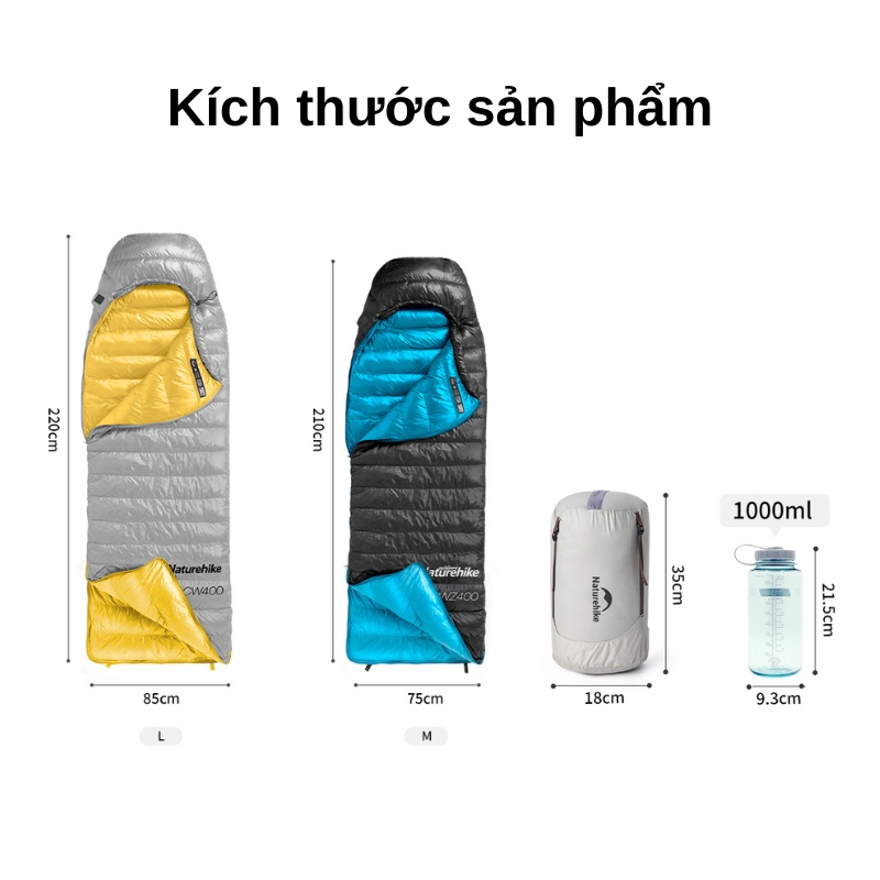 Túi ngủ naturehike cw400 650fp lông vũ nh18c400-d Túi ngủ naturehike cw400 650fp lông vũ nh18c400-d
