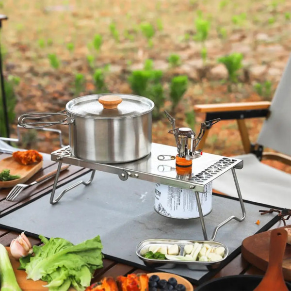 Bếp gas cắm trại gấp gọn nhẹ bỏ balo không chiếm chỗ