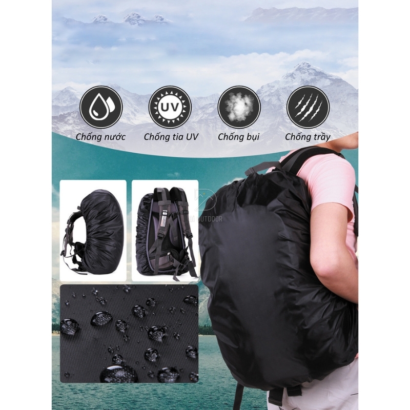 Áo mưa balo bọc balo chống nước 35l-80l Áo mưa balo bọc balo chống nước 35l-80l
