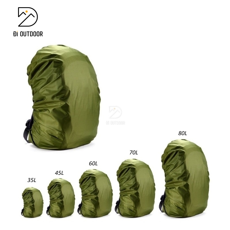 Áo mưa balo bọc balo chống nước 35l 80l Áo mưa balo có nhiều kích cỡ đa dạng