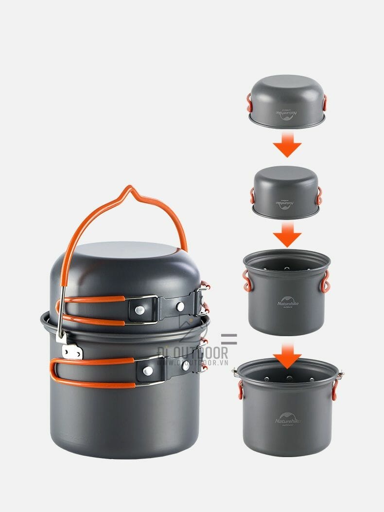 Bộ nồi cắm trại 2-3 người naturehike nh15t401-g Bộ nồi cắm trại 2-3 người naturehike nh15t401-g