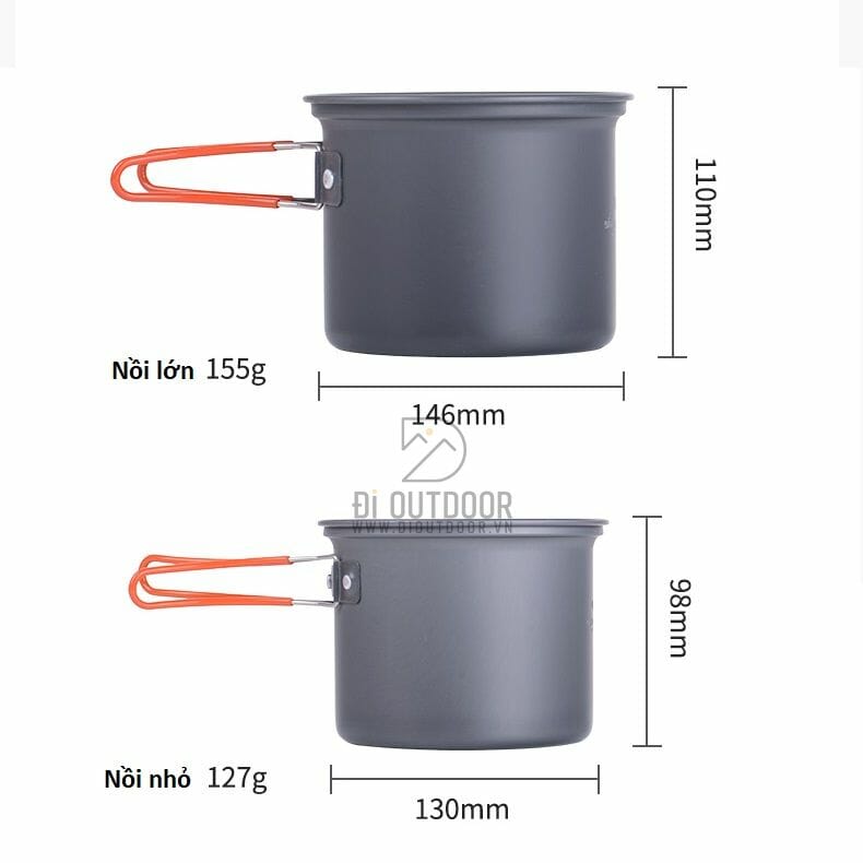 Bộ nồi cắm trại 2-3 người naturehike nh15t401-g