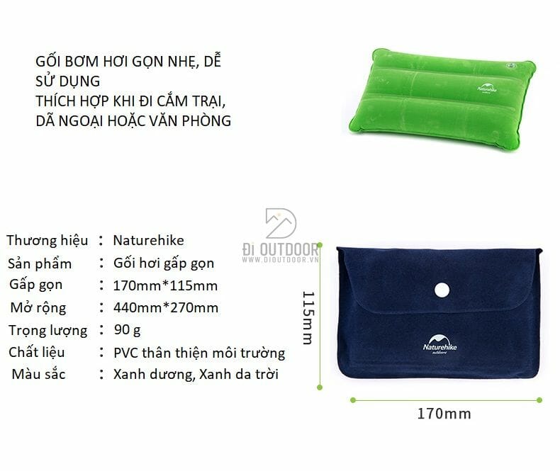 Gối hơi gấp gọn siêu nhẹ naturehike nh18f018-z Gối hơi gấp gọn siêu nhẹ naturehike nh18f018-z
