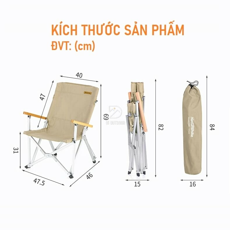 Ghế xếp cắm trại naturehike nh19jj004 khung nhôm