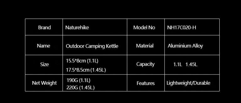 Ấm đun nước dã ngoại naturehike nh17c020-h Ấm nước cắm trại naturehike nh17c020-h
