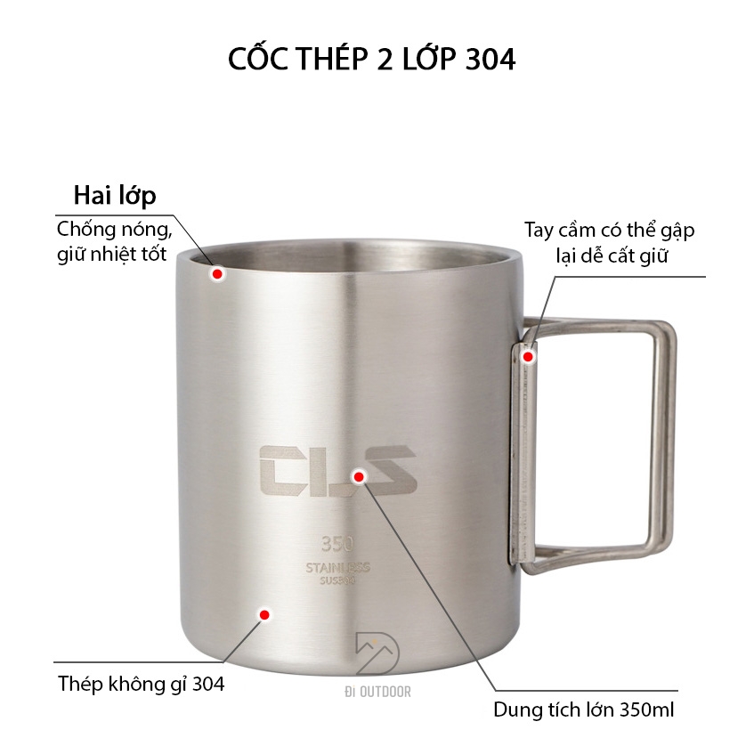 Cốc giữ nhiệt dã ngoại chống nóng 350ml thép không gỉ 304 Cốc thép giữ nhiệt