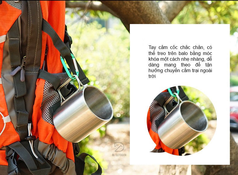 Cốc giữ nhiệt dã ngoại chống nóng 350ml thép không gỉ 304 Ly thép cách nhiệt
