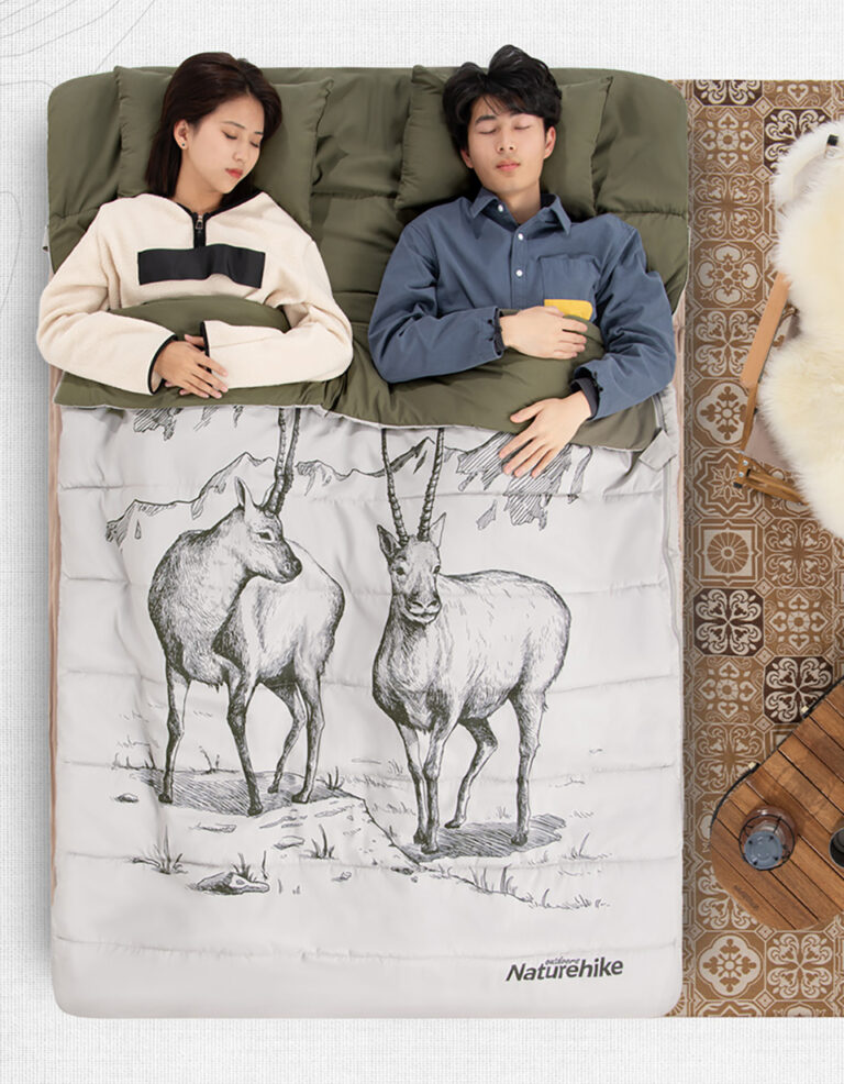 Túi ngủ đôi naturehike 2 người kèm gối hơi Túi ngủ 2 người naturehike nh21msd06