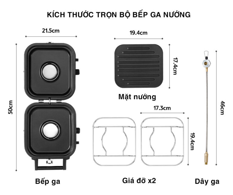 Bếp ga nướng đa năng naturehike nh22rj003 Kích thước và thành phần bến ga nướng naturehike nh22rj003