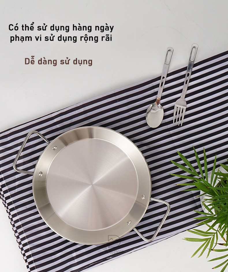 Chảo dã ngoại hai quai thép không gỉ 24cm