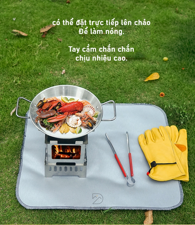 Chảo dã ngoại hai quai thép không gỉ 24cm