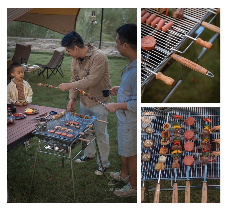 Bộ 8 que xiên thịt nướng bbq inox campingmoon k-480 Bộ 8 que xiên nướng bbq campingmoon k-480