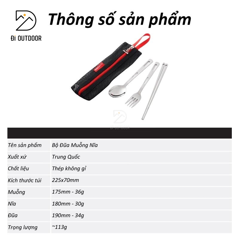 Bộ đồ ăn dã ngoại 3 món đũa muỗng nĩa Bộ đồ ăn dã ngoại 3 món đũa muỗng nĩa