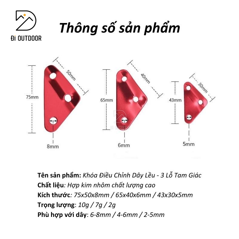 Khóa căng dây lều tăng bạt - khóa dây gió 3 lỗ Khóa căng dây lều tăng bạt - khóa dây gió 3 lỗ