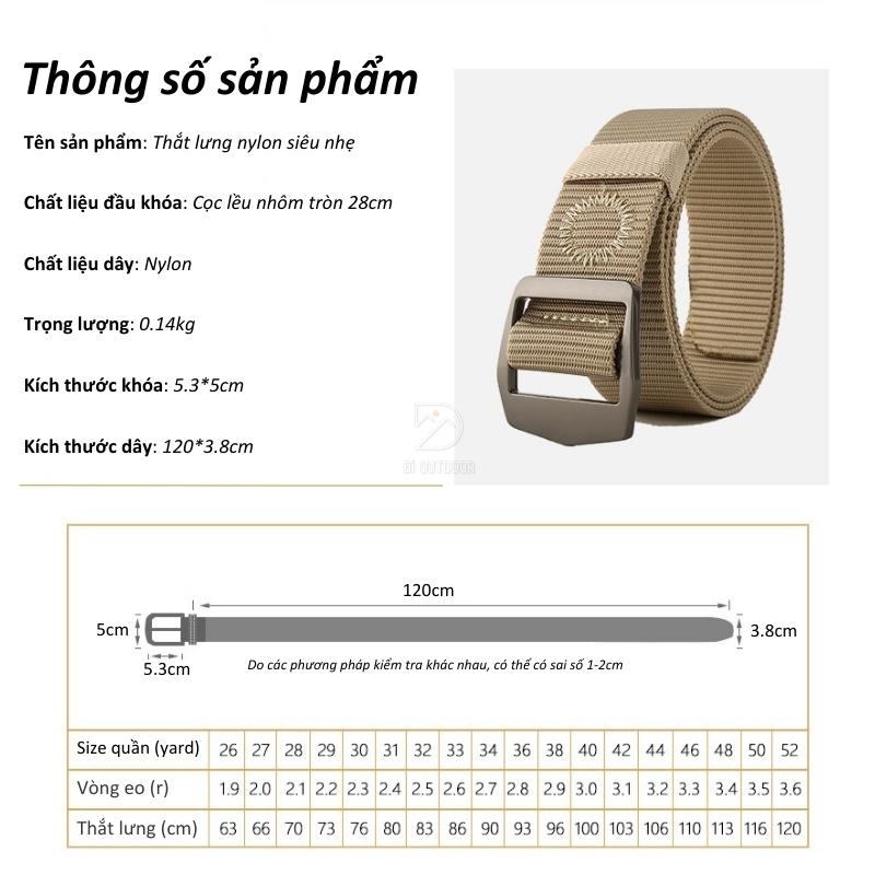 Thắt lưng dã ngoại - dây lưng (nịt) du lịch