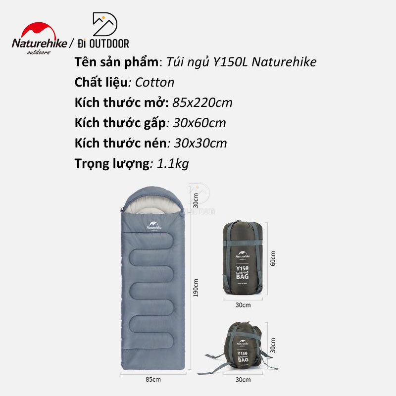 Túi ngủ dã ngoại có nón y150l naturehike nh21msd08 Túi ngủ dã ngoại có nón y150l naturehike nh21msd08