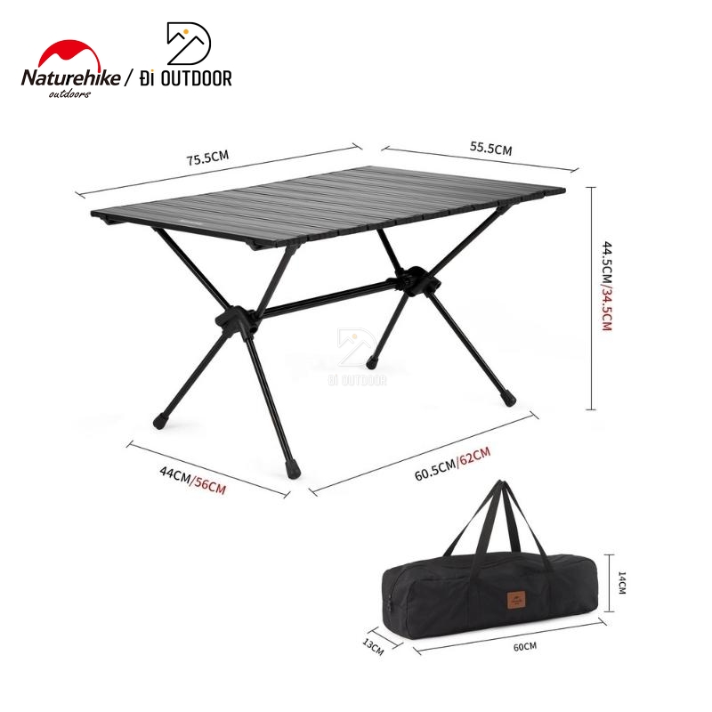 Kích thước bàn nhôm ft11 naturehike cnh22ju037