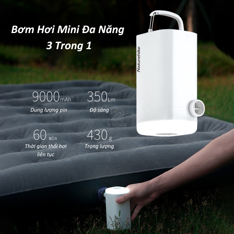 Bơm hơi mini đa năng 3 trong 1 naturehike nh18q001-a Bơm hơi mini đa năng 3 trong 1 naturehike nh18q001-a