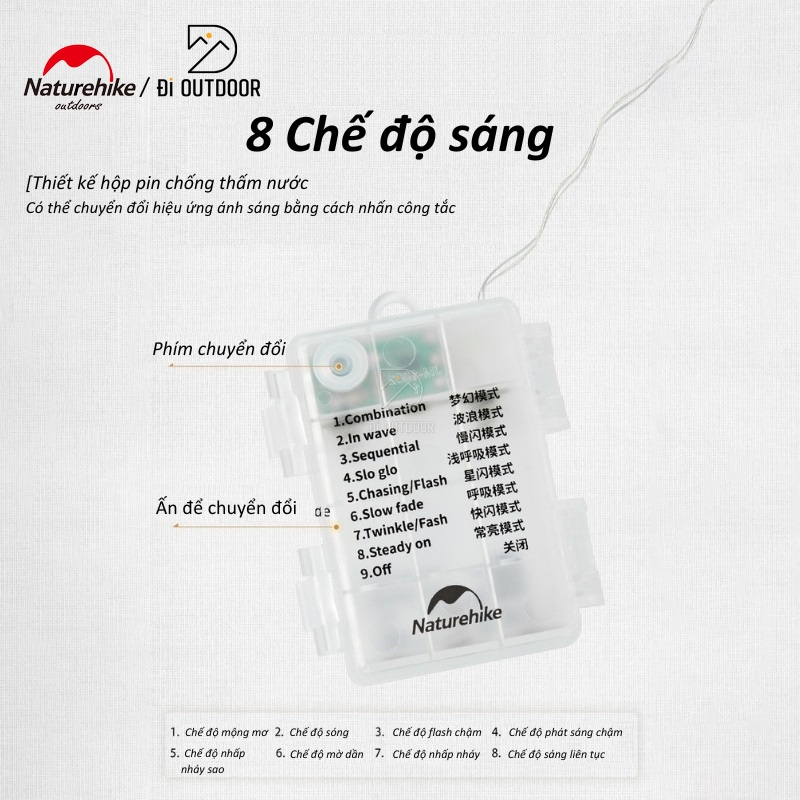 Dây đèn đom đóm trang trí dã ngoại naturehike cnh22dq019 Dây đèn đom đóm trang trí dã ngoại naturehike cnh22dq019
