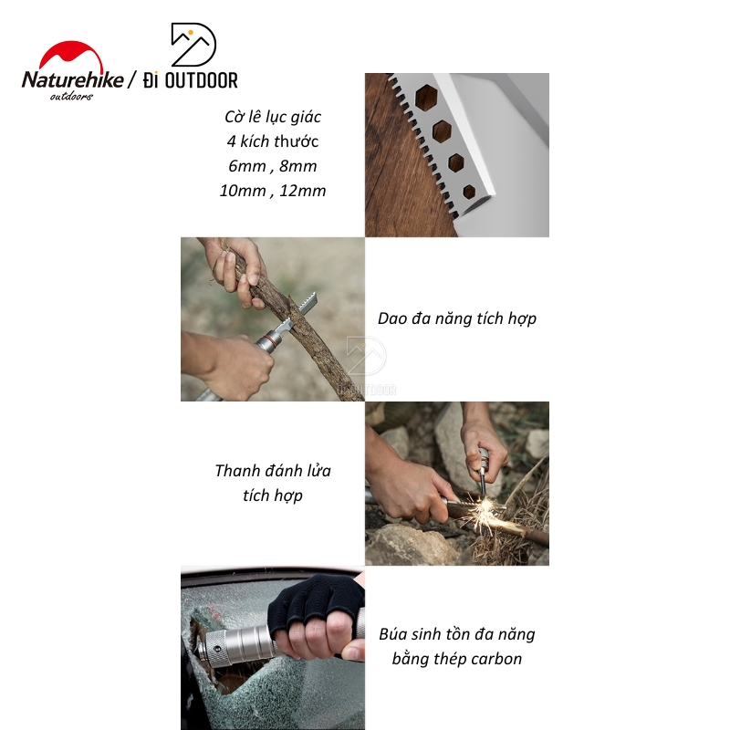 Xẻng đa năng gấp gọn thép không gỉ naturehike nh20gj002