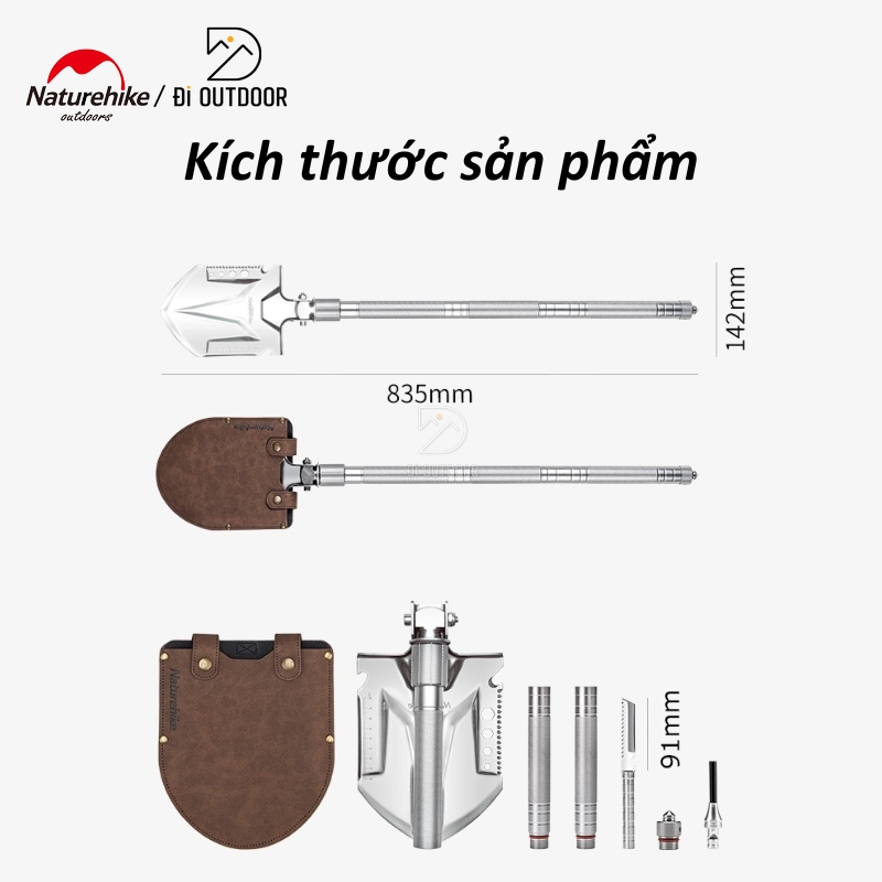 Xẻng đa năng gấp gọn thép không gỉ naturehike nh20gj002