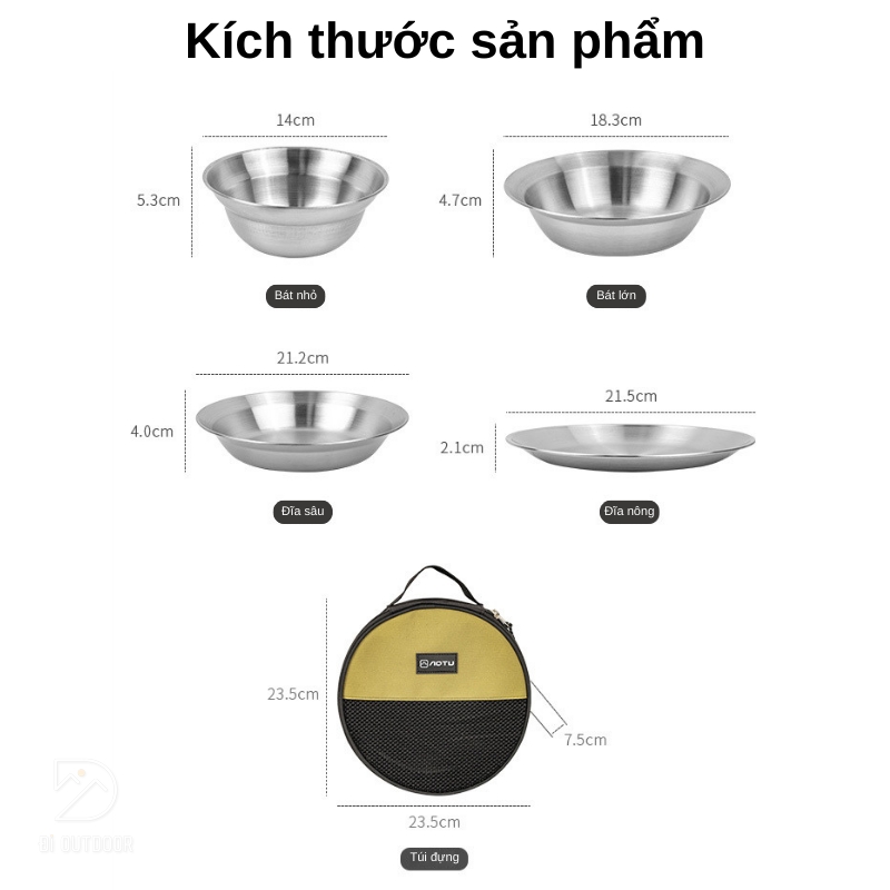 Bộ bát chén đĩa thép không gỉ - bộ đồ ăn dã ngoại Bộ bát chén đĩa thép không gỉ - bộ đồ ăn dã ngoại