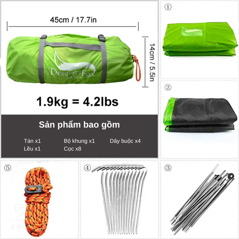 Lều cắm trại 2 người khung nhôm 2 lớp chống mưa Lều cắm trại 2 người khung nhôm 2 lớp chống mưa