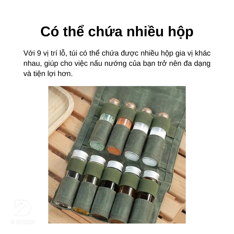 Túi đựng gia vị dã ngoại - bộ gia vị thủy tinh