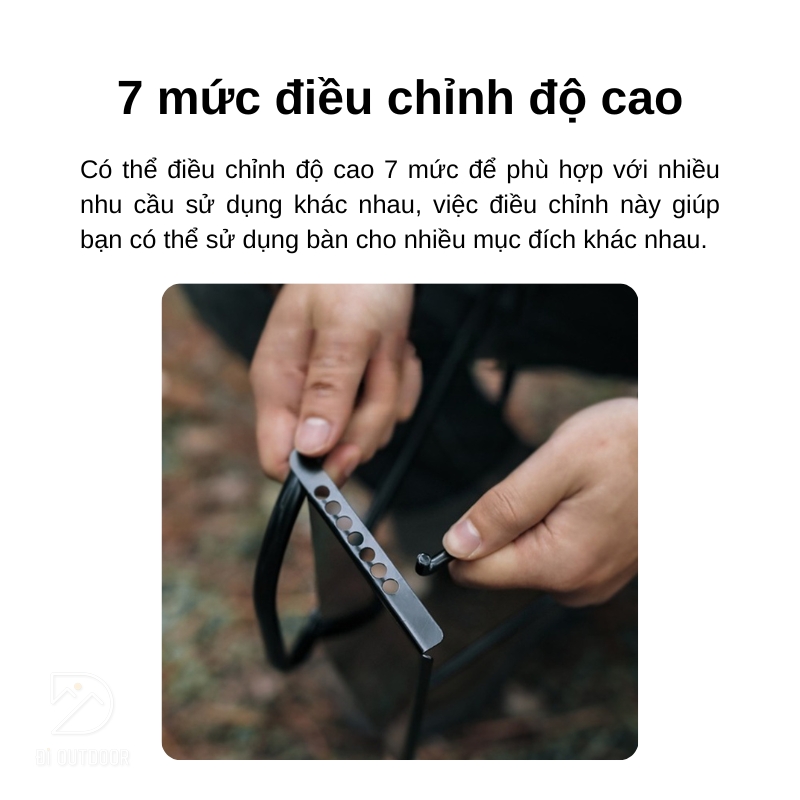 Bàn gấp mini dã ngoại, bàn xếp điều chỉnh 7 cấp độ chiều cao Bàn gấp mini dã ngoại, bàn xếp điều chỉnh 7 cấp độ chiều cao