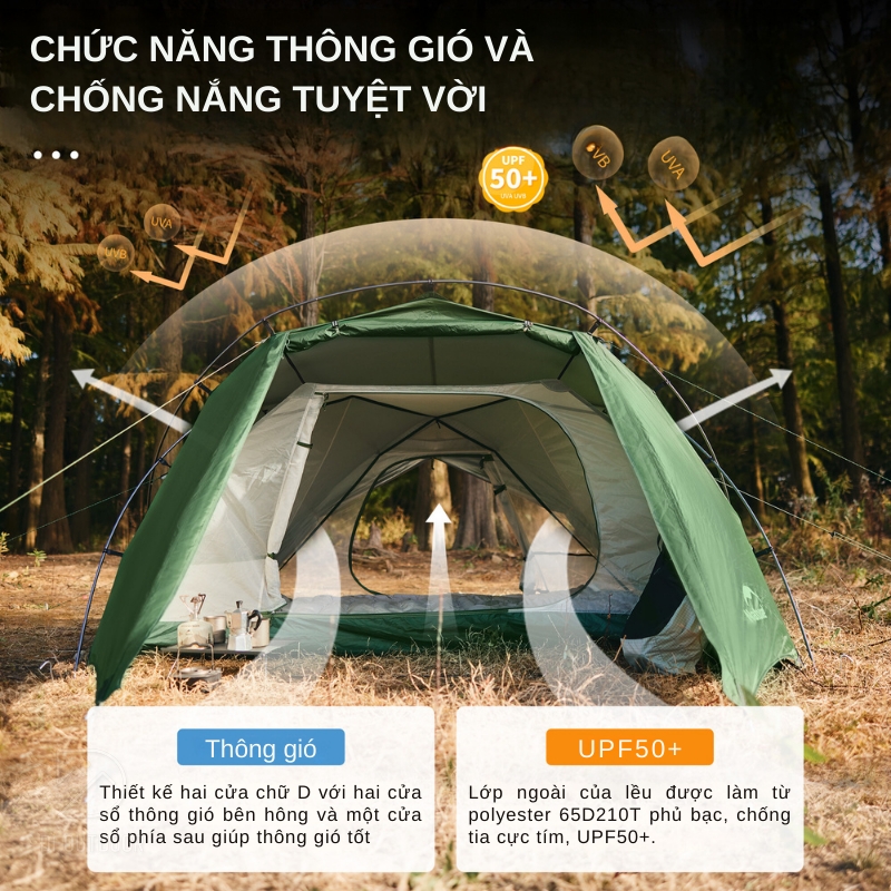 Lều dã ngoại 2 người cao cấp naturehike hillock6 cnk2300zp040 Lều dã ngoại 2 người cao cấp naturehike hillock6 cnk2300zp040