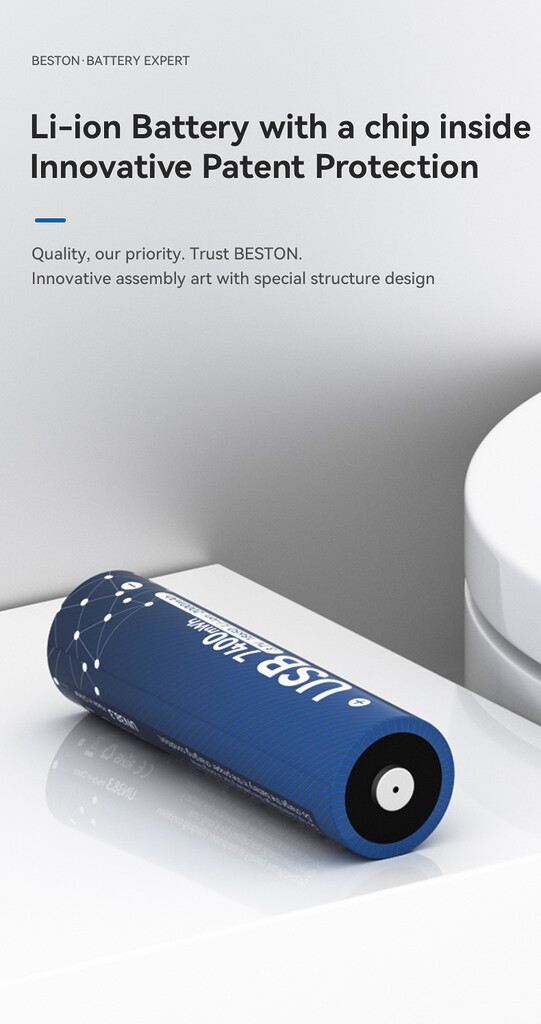 Pin sạc 18650 type-c beston 65c-20 lithium 3. 7v 7400mwh Pin sạc 18650 type-c beston 65c-20 lithium 3. 7v 7400mwh