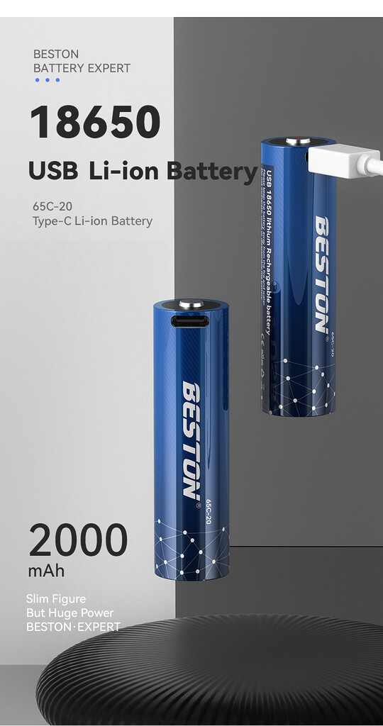 Pin sạc 18650 type-c beston 65c-20 lithium 3. 7v 7400mwh Pin sạc 18650 type-c beston 65c-20 lithium 3. 7v 7400mwh
