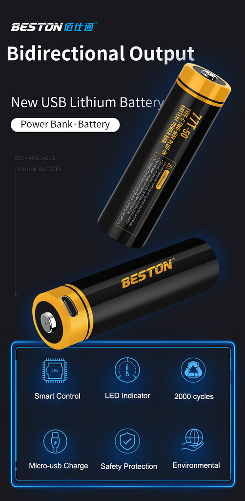 Pin sạc 21700 sạc trực tiếp type-c 5000mah beston 77t-50 Pin sạc 21700 sạc trực tiếp type-c 5000mah beston 77t-50