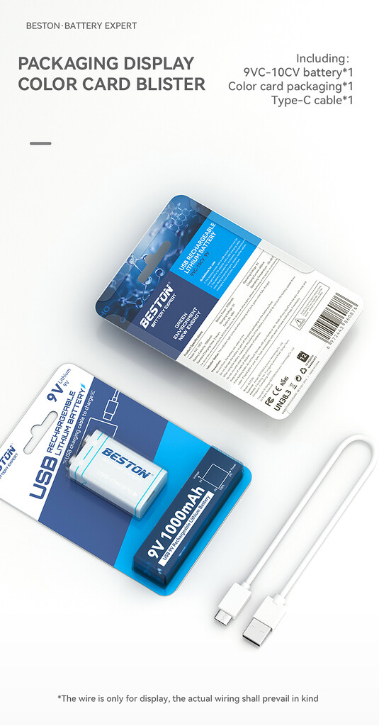 Pin sạc 9v lithium beston 9vc-10vc sạc trực tiếp type-c Pin sạc 9v lithium beston 9vc-10vc sạc trực tiếp type-c