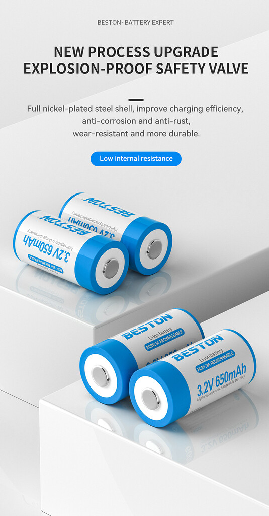 Pin sạc 16340 rcr123a 3. 2v lithium-ion cho máy ảnh Pin sạc 16340 rcr123a 3. 2v lithium-ion cho máy ảnh