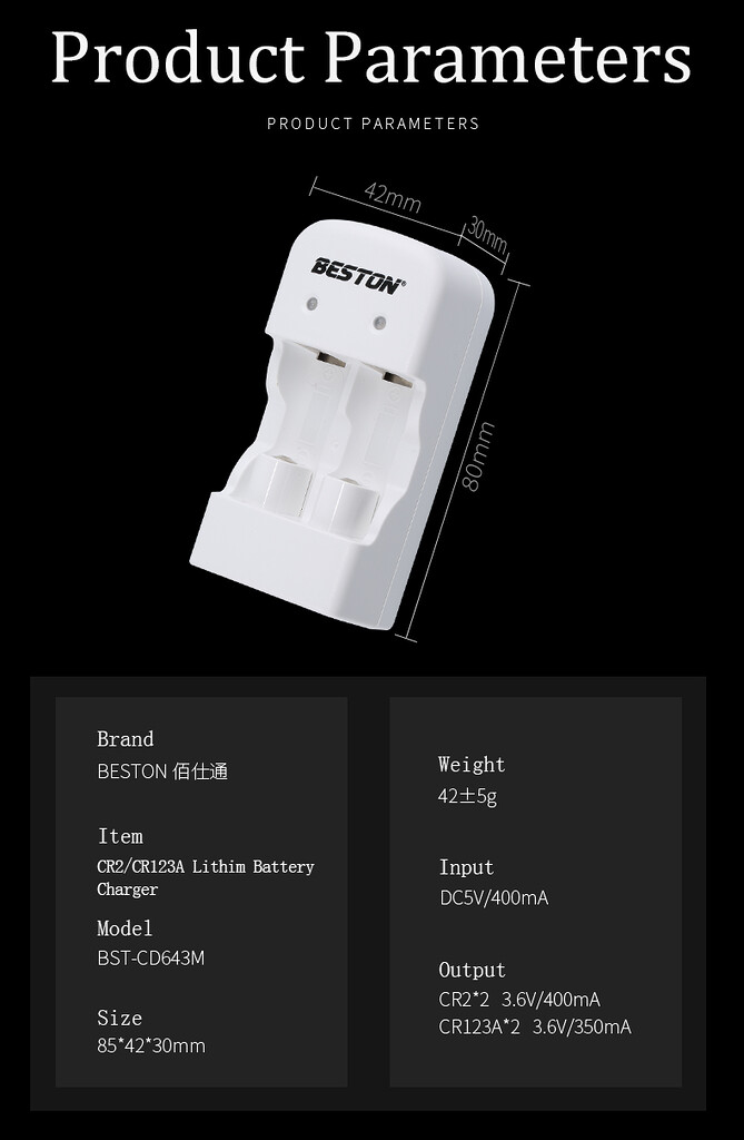 Bộ pin sạc cr2 & m7003 beston lithium-ion 3v Bộ pin sạc cr2 & m7003 beston lithium-ion 3v