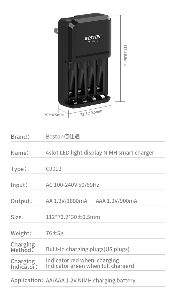 Sạc pin aa/aaa beston c9012 ni-mh 1. 2v 4 slot Sạc pin aa/aaa beston c9012 ni-mh 1. 2v 4 slot